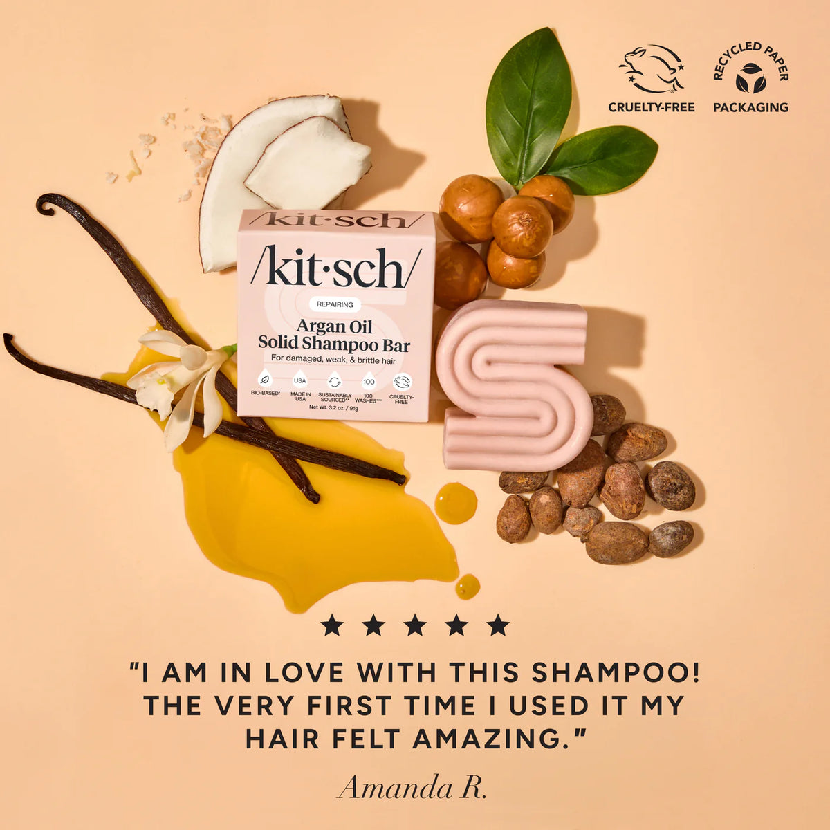 Repairing Argan Oil Shampoo Bar-KITSCH-Matakana Pharmacy