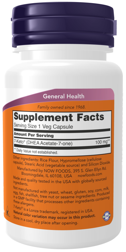 Image of 7-KETO 100mg 60vcaps supplement facts