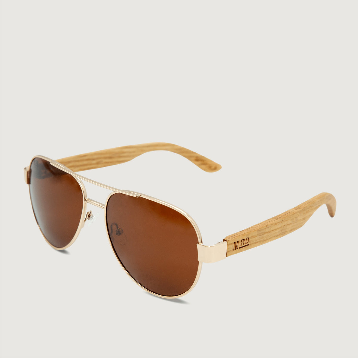 Moana Road Magnum Sunglasses Gold with Dark Bamboo Arms product shot