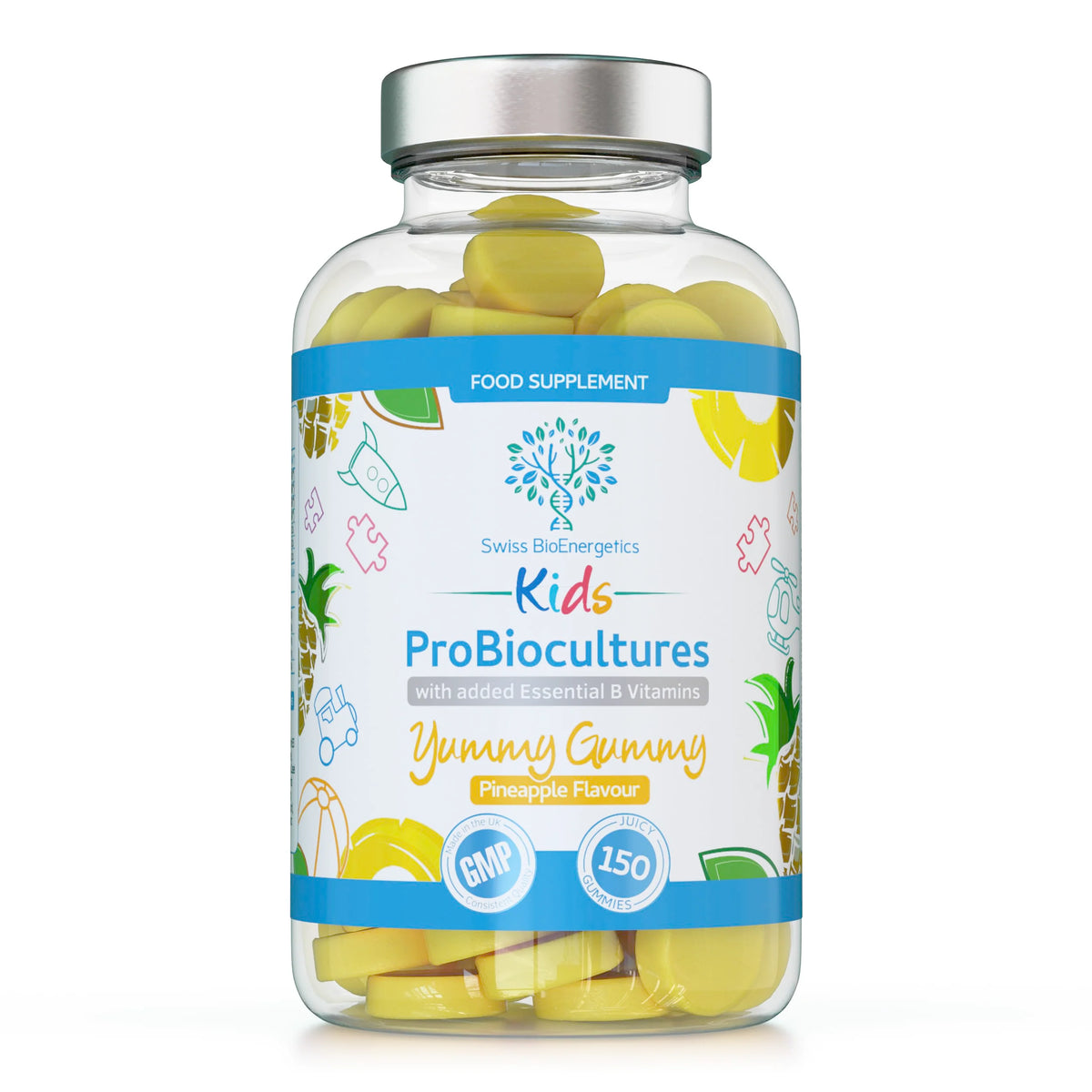 Kids Probiotic & Essential B Vitamin Gummies Pineapple 60-Swiss Bioenergetics-Matakana Pharmacy