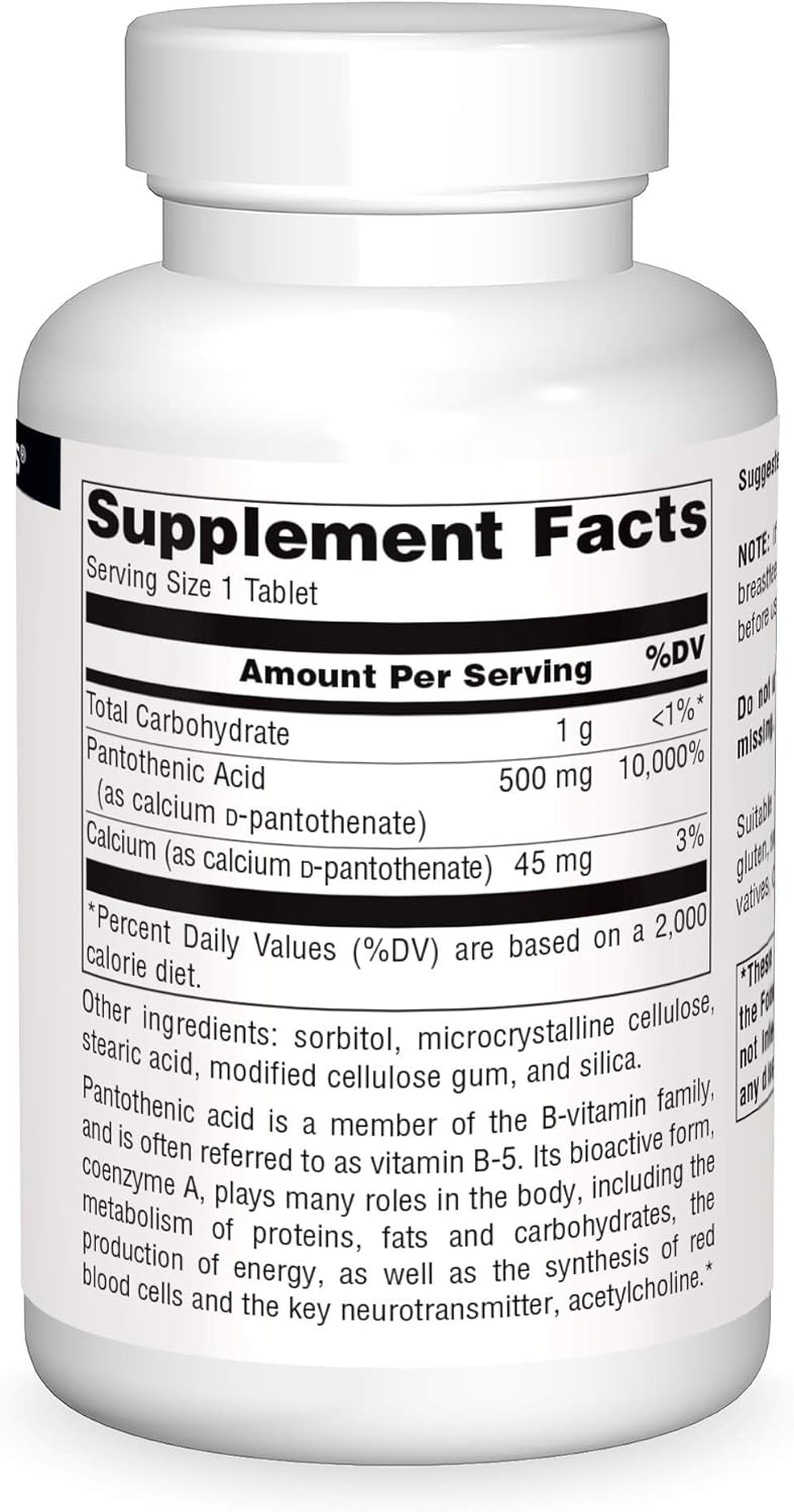 Pantothenic Acid (500mg) 100t-Source Naturals-Matakana Pharmacy