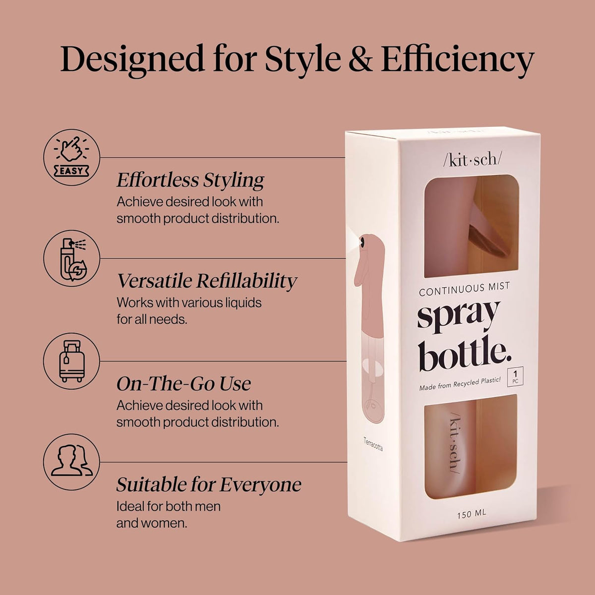 Recycled Plastic Continuous Spray Bottle - Terracotta-KITSCH-Matakana Pharmacy