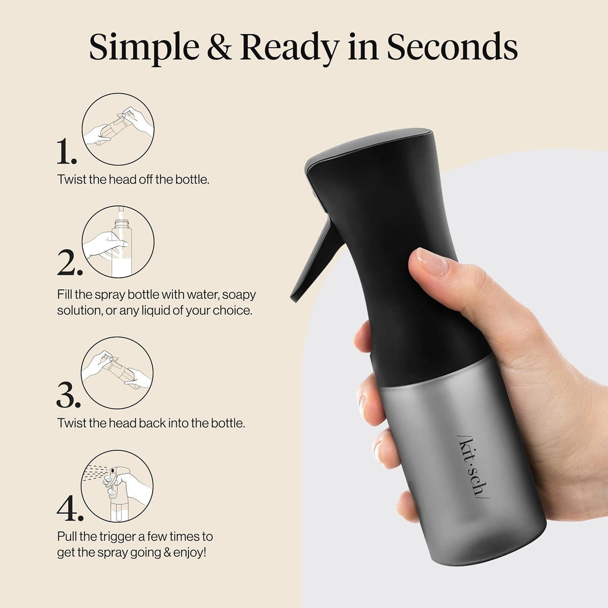 Recycled Plastic Continuous Spray Bottle - Black-KITSCH-Matakana Pharmacy