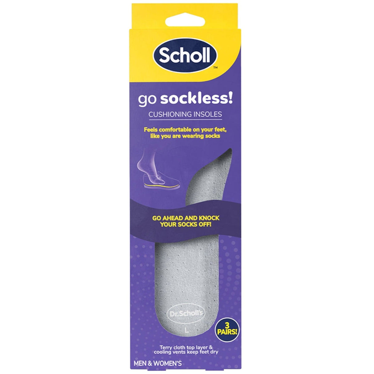 Scholl Go Sockless Cushioning Insole 3 Pack