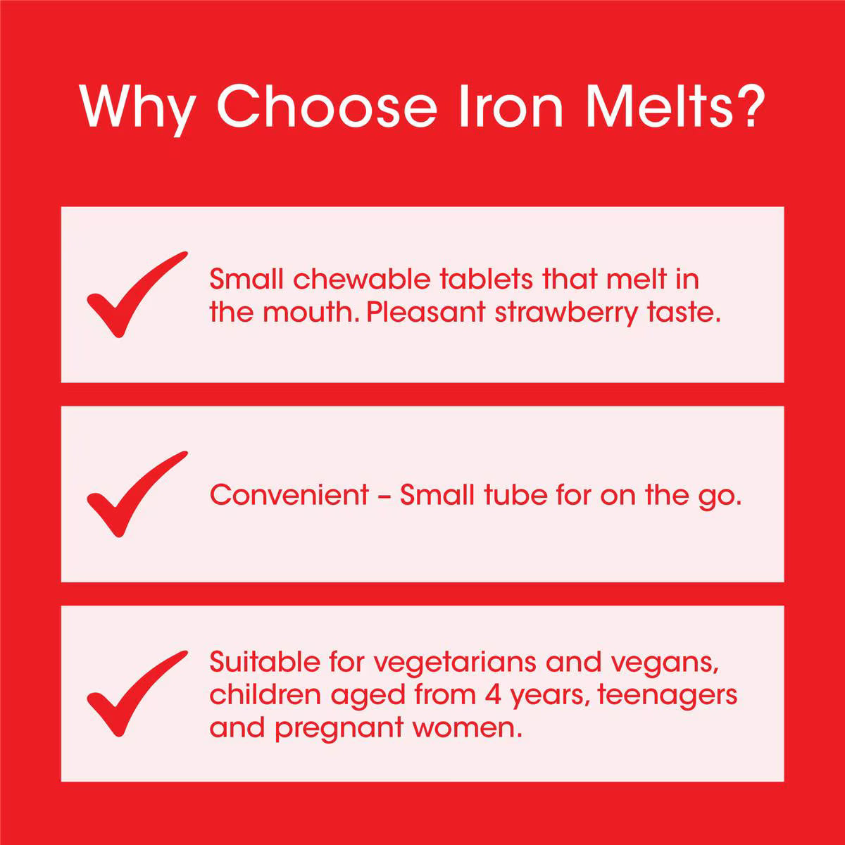 Iron Melts 50 Chewable Tablets-Iron Melts-Matakana Pharmacy
