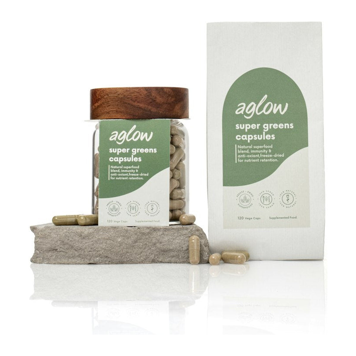 Aglow Super Greens Capsules Refill 120 capsules