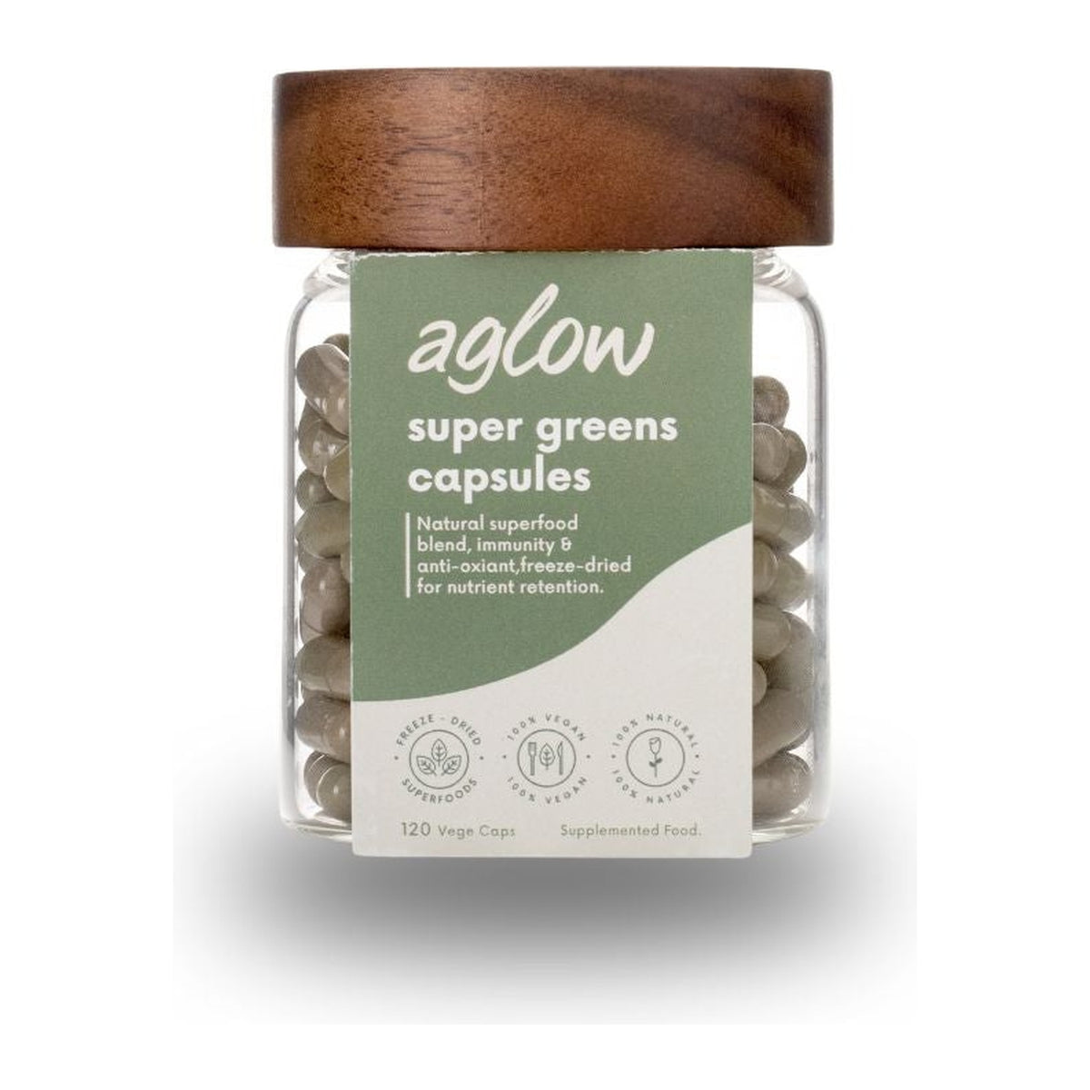 Aglow Super Greens Capsules Jar 120 capsules