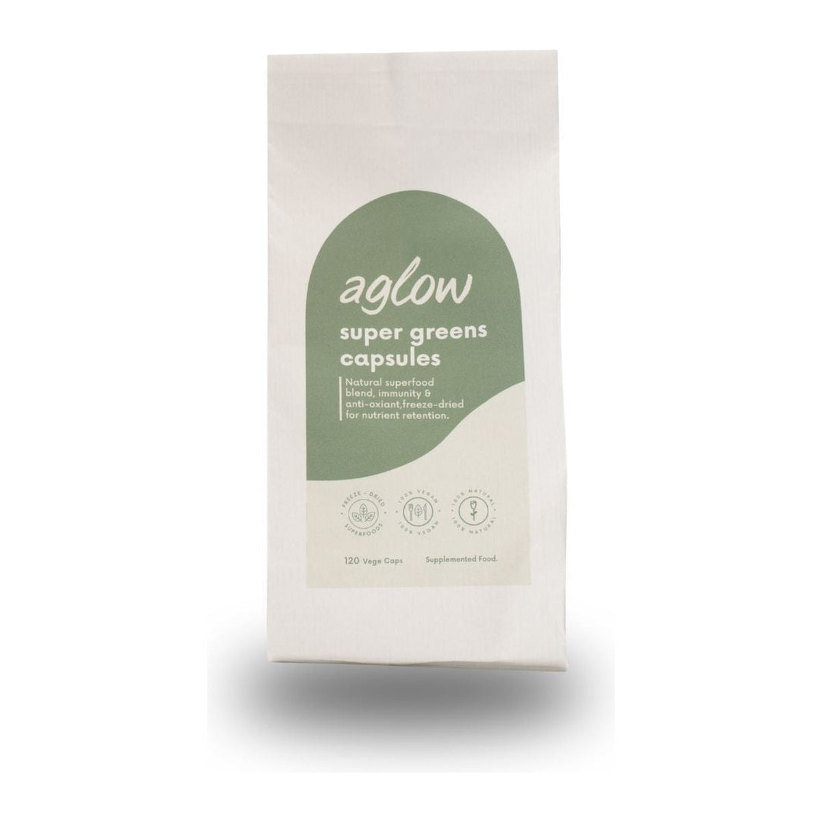 Aglow Super Greens Capsules Jar 120 capsules