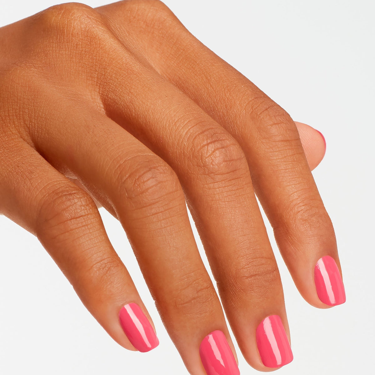 A manicure painted in OPI Strawberry Margarita