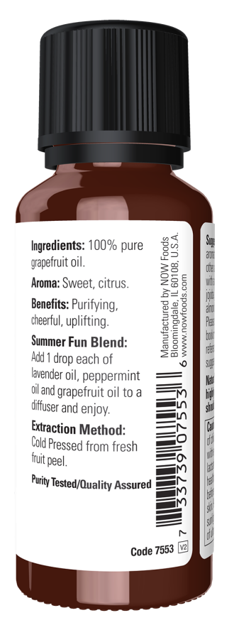 NOW Essential Oil 100% Pure Grapefruit 30ml-NOW Supplements-Matakana Pharmacy