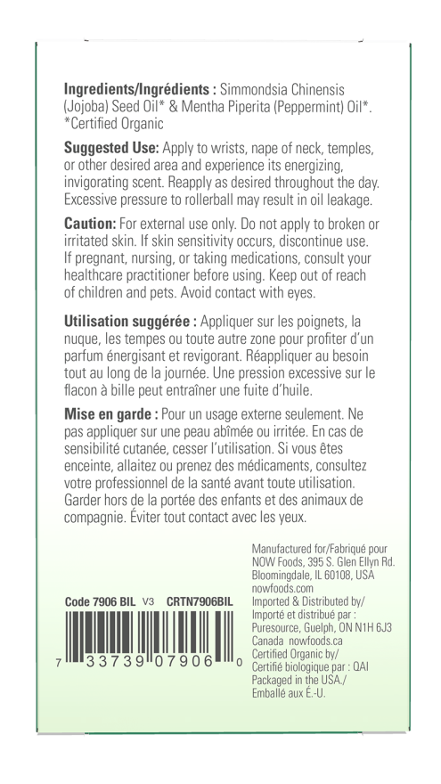 NOW Essential Oils Peppermint Essential Oil Blend, Organic Roll-On 10ml-NOW Supplements-Matakana Pharmacy