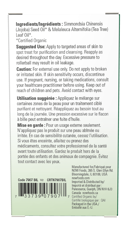 NOW Essential Tea Tree Essential Oil Blend Organic Roll-On 10ml-NOW Supplements-Matakana Pharmacy