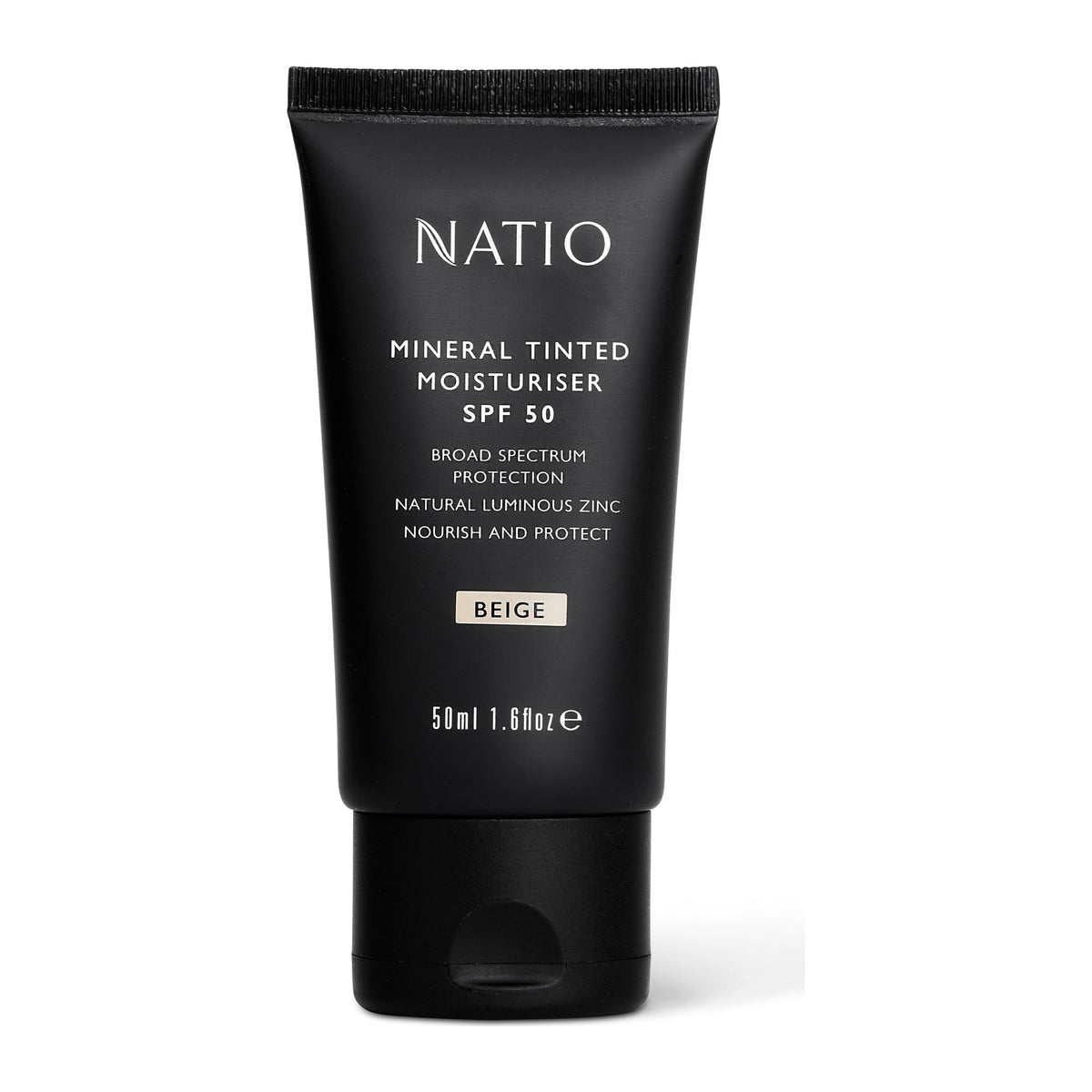 Mineral Tinted Moisturiser SPF50+ Beige by Natio, front of pack