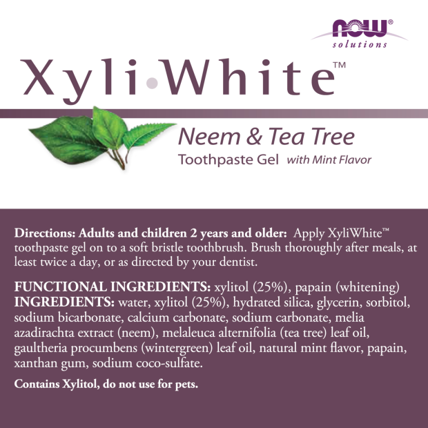 Image of XyliWhite, Toothpaste Gel, Neem & Tea Tree 181g ingredients