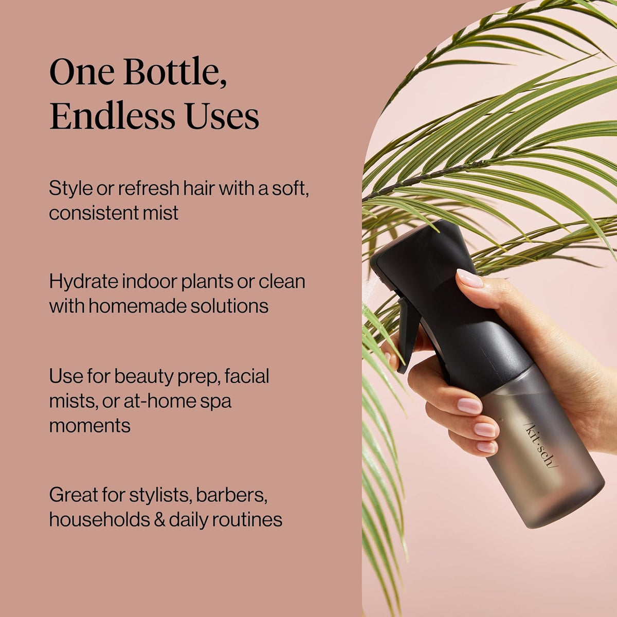 Recycled Plastic Continuous Spray Bottle - Black-KITSCH-Matakana Pharmacy