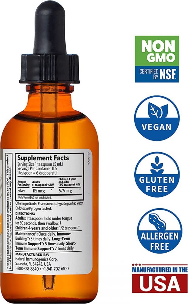 Image of Argentyn 23 59ml Dropper Liquid supplement facts