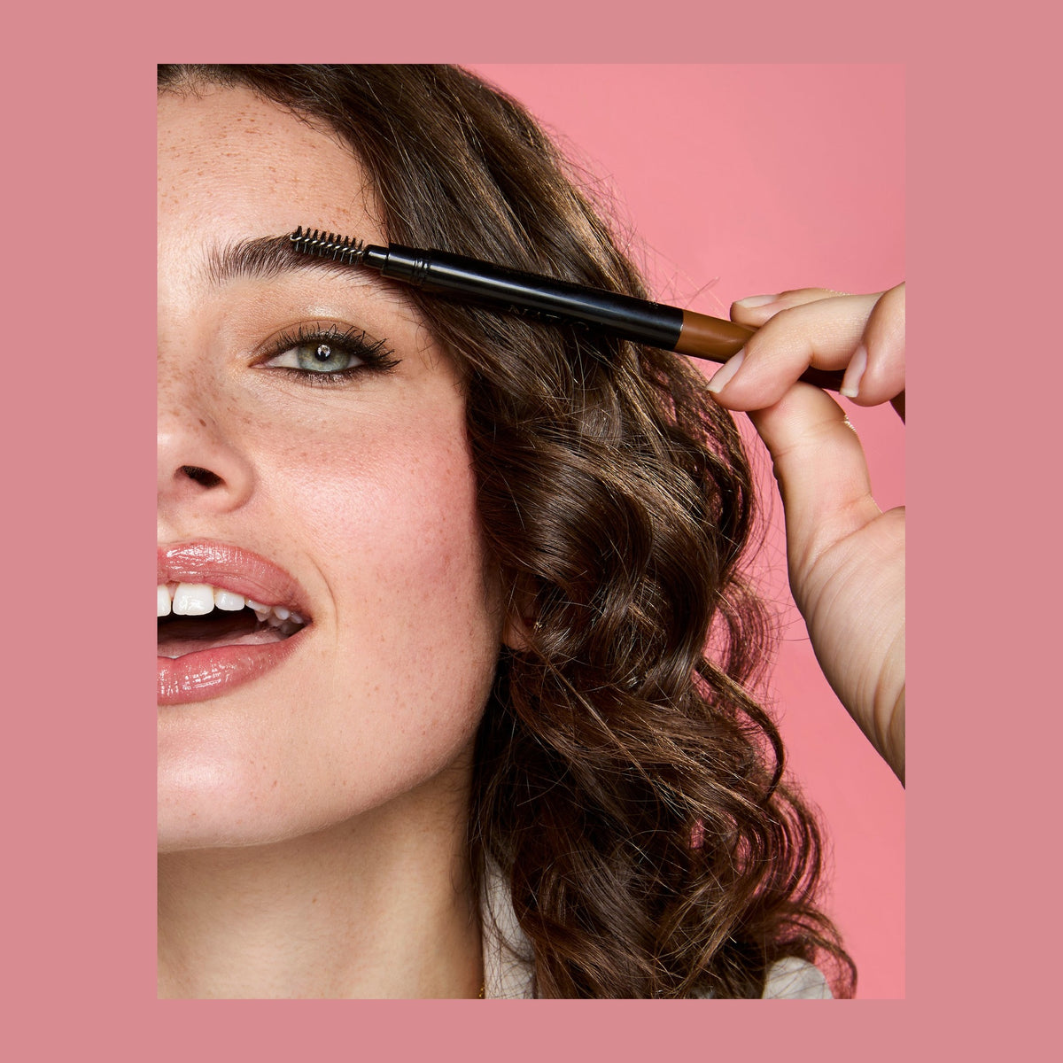 Natio Angled Brow Pencil Med Brown shown in use