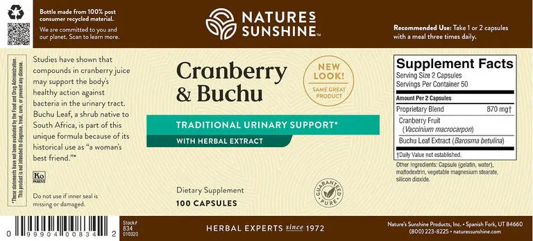 Cranberry & Buchu 100 Capsules-Matakana Pharmacy