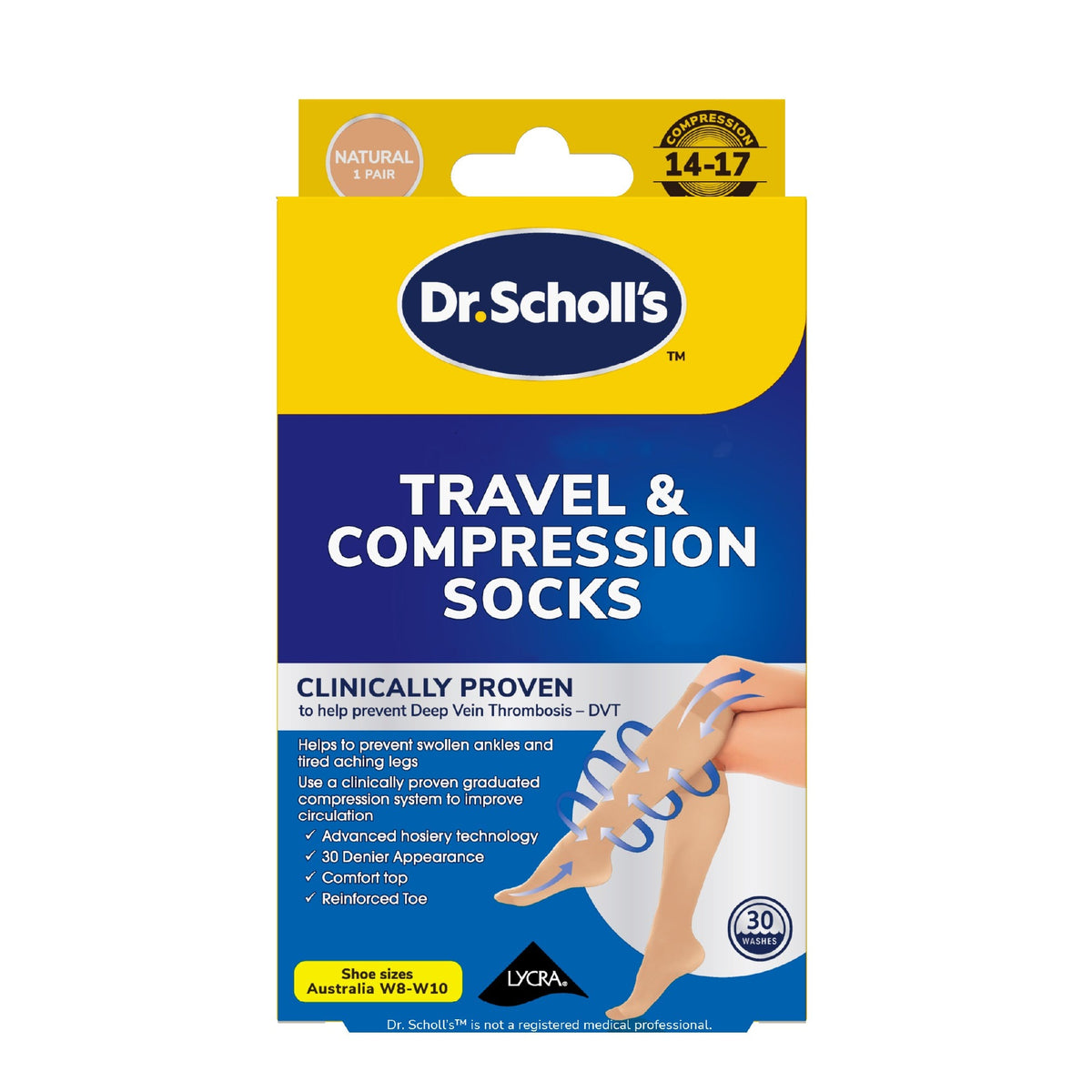 Dr Scholl's Travel and Compression Socks Natural - Large