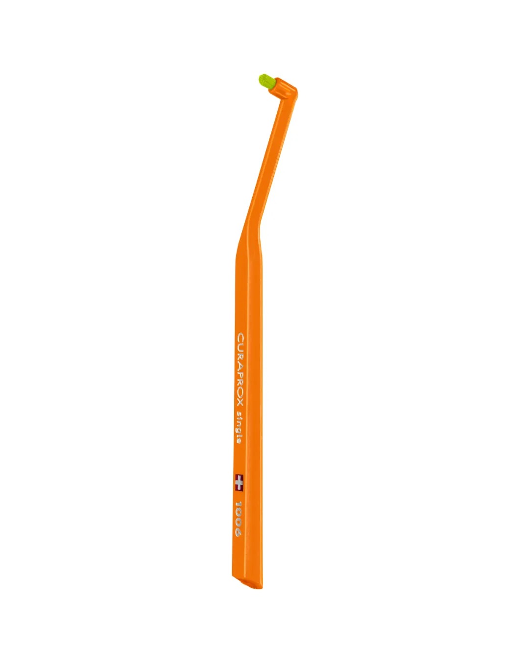 Curaprox CS 1006 single tuft toothbrush showing the angled tuft