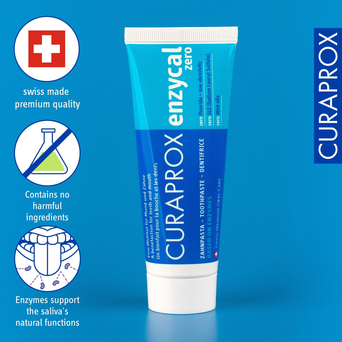 Curaprox Enzycal zero toothpaste 75ml with Swiss premium quality mark