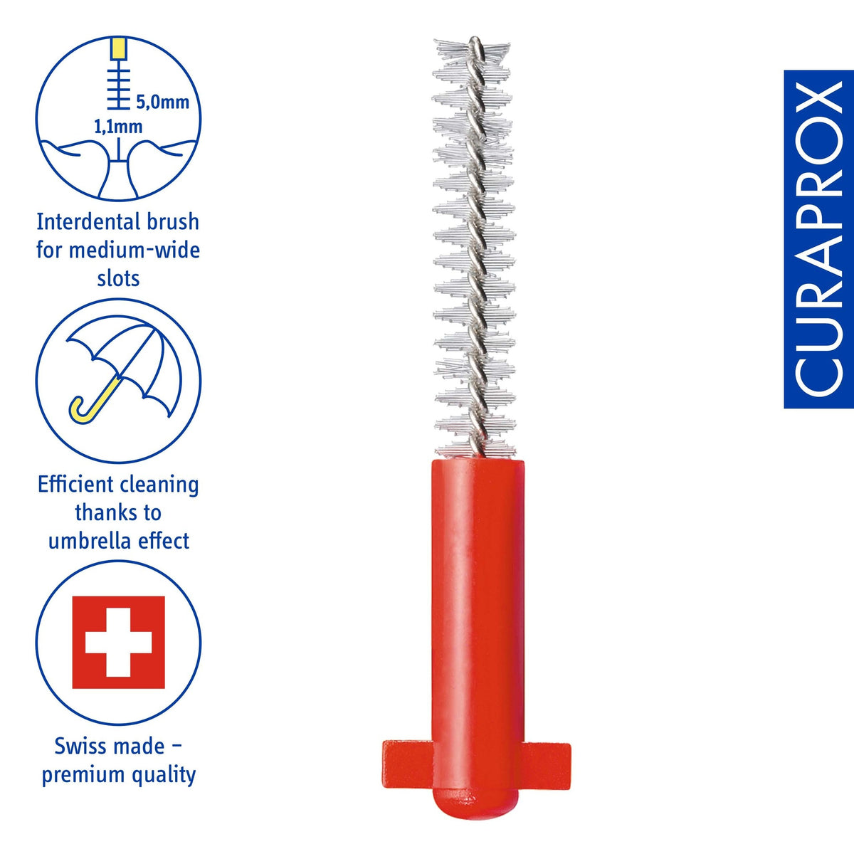 Curaprox CPS 07 prime refills, icons for the click system and refill packaging