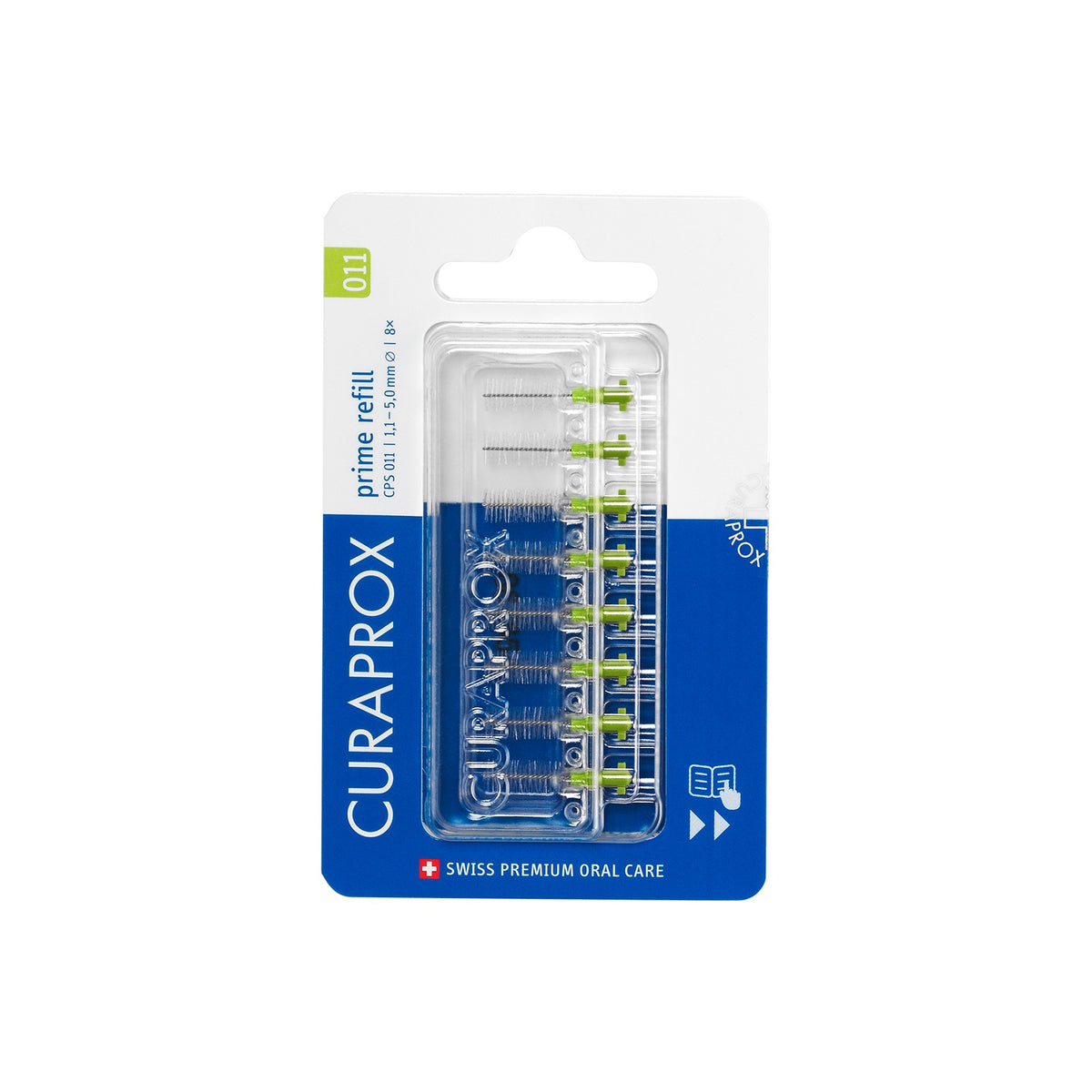 Curaprox CPS 011 prime interdental brush refills, pack of 8 in its blister pack