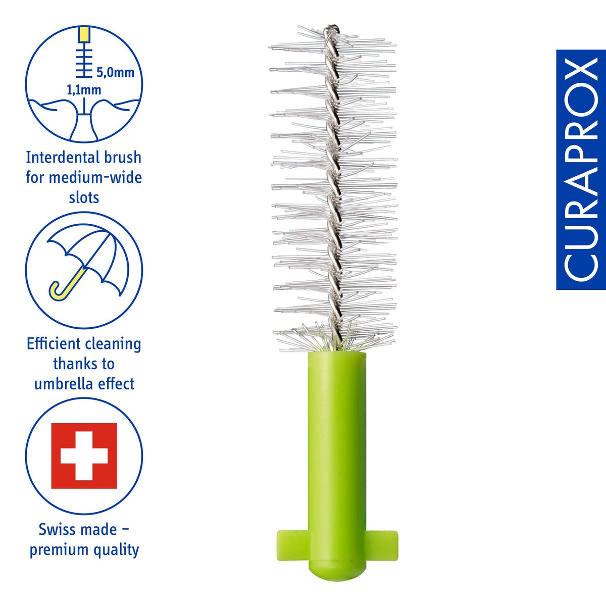 Curaprox CPS 011 prime refills, icons for the click system and refill packaging