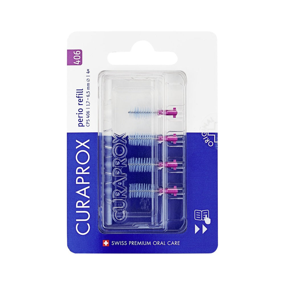Curaprox CPS 406 perio interdental brush refills, pack of 4