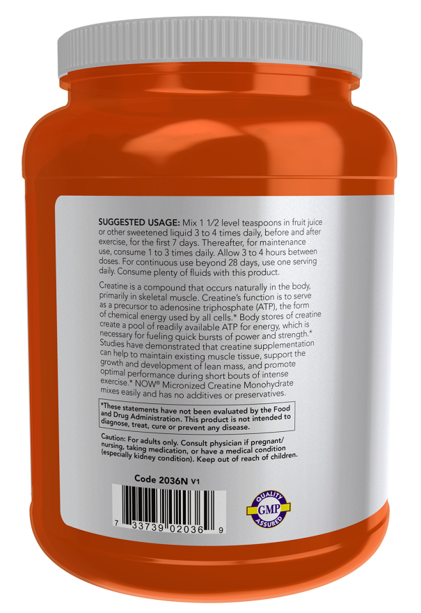 Image of Creatine Monohydrate, Micronized Powder, 500g suggested usage