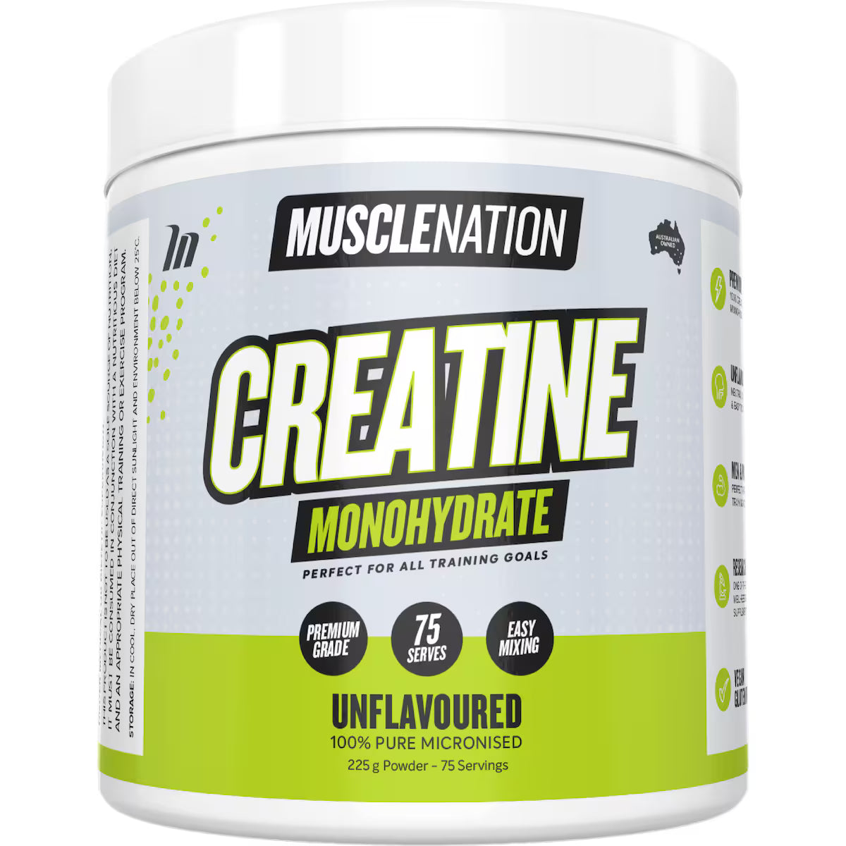 Creatine Monohydrate Unflavoured 225g-MuscleNation-Matakana Pharmacy