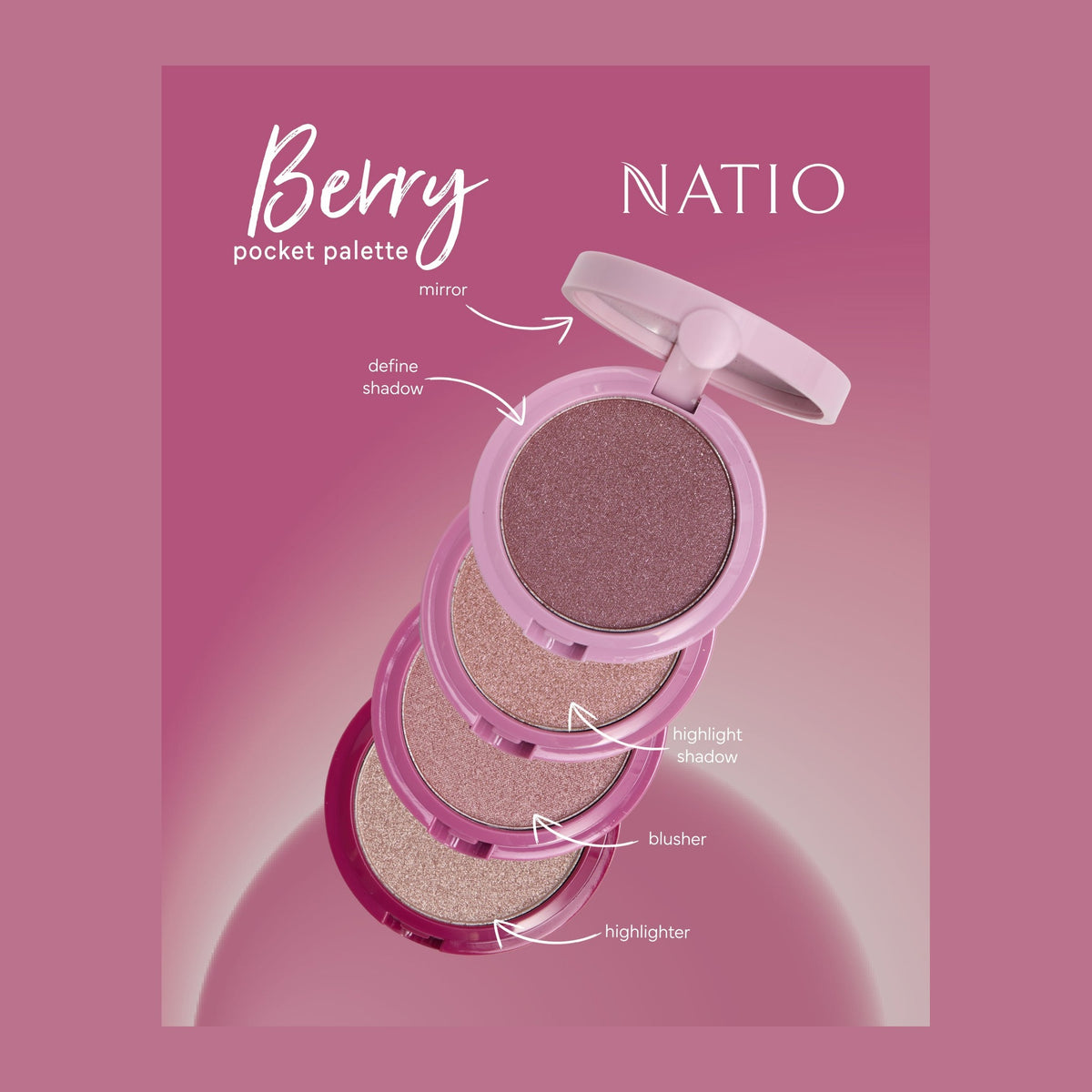 Natio Pocket Palette Berry 12g | Natio styled in a set photograph