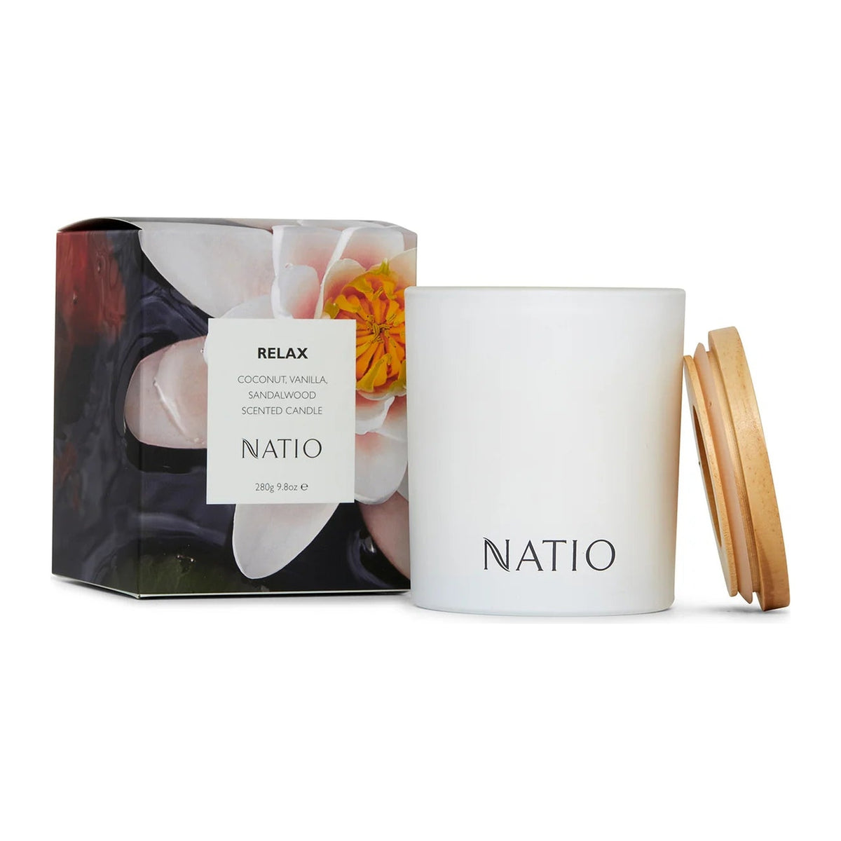 Scent Candle Relax 280g 2023 by Natio, front of pack