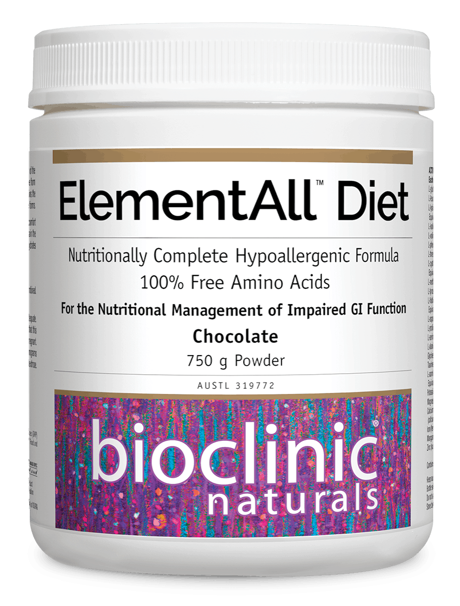 Bioclinic Naturals ElementAll Diet Chocolate, white 750g powder tub, front of pack