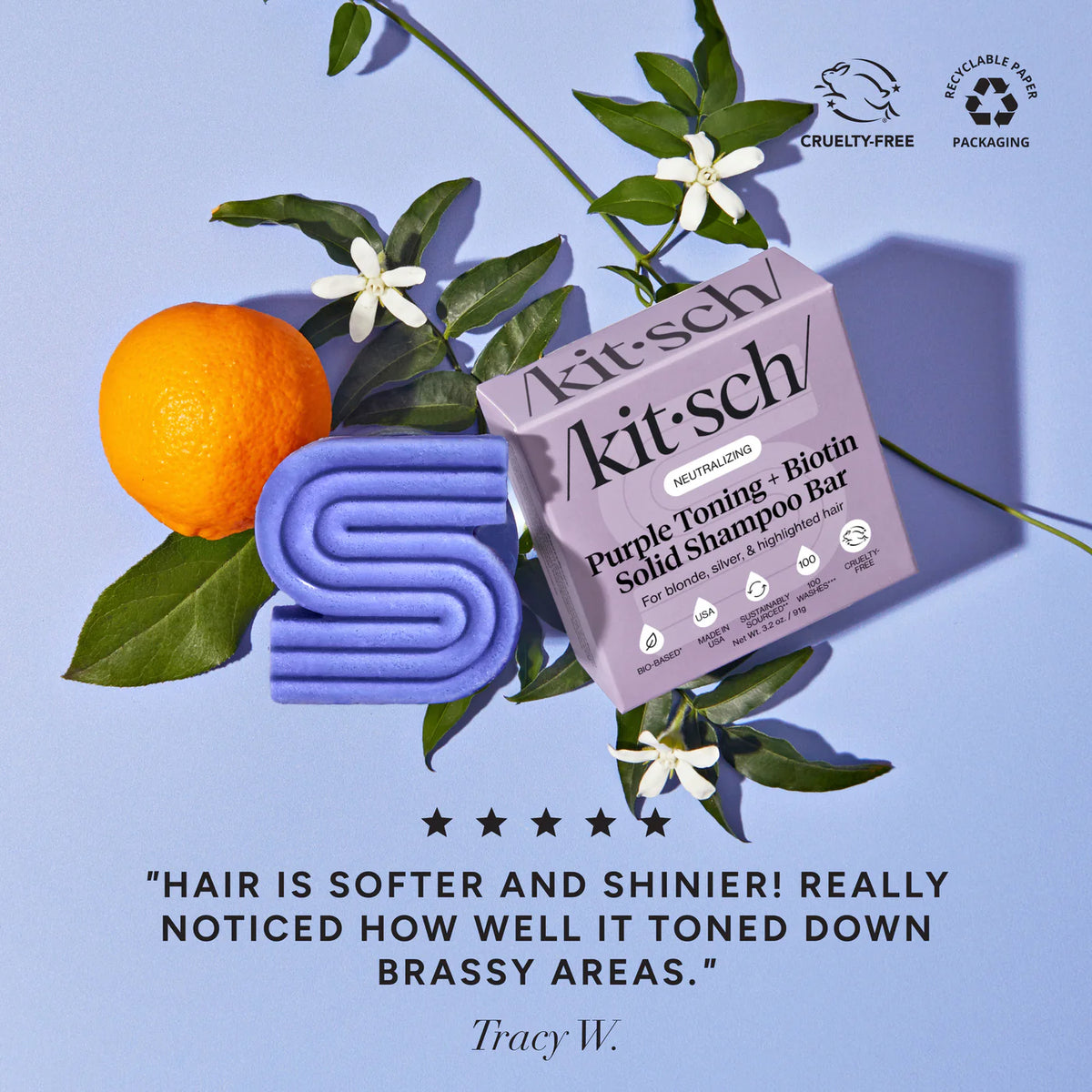Purple Toning Shampoo Bar for Color Treated & Grey Hair-KITSCH-Matakana Pharmacy