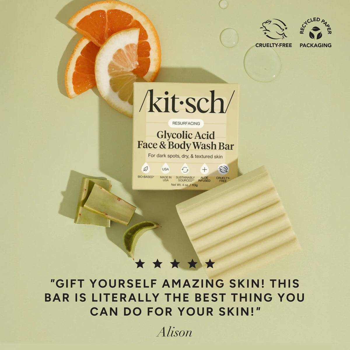 Glycolic Acid Exfoliating Face and Body Wash-KITSCH-Matakana Pharmacy