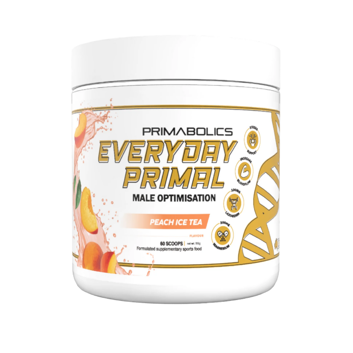 Everyday Primal Test Booster Peach Ice Tea 185g-Primabolics-Matakana Pharmacy