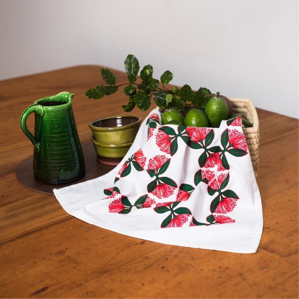 Tea Towel Pohutukawa Design-By Ali Davies-Matakana Pharmacy