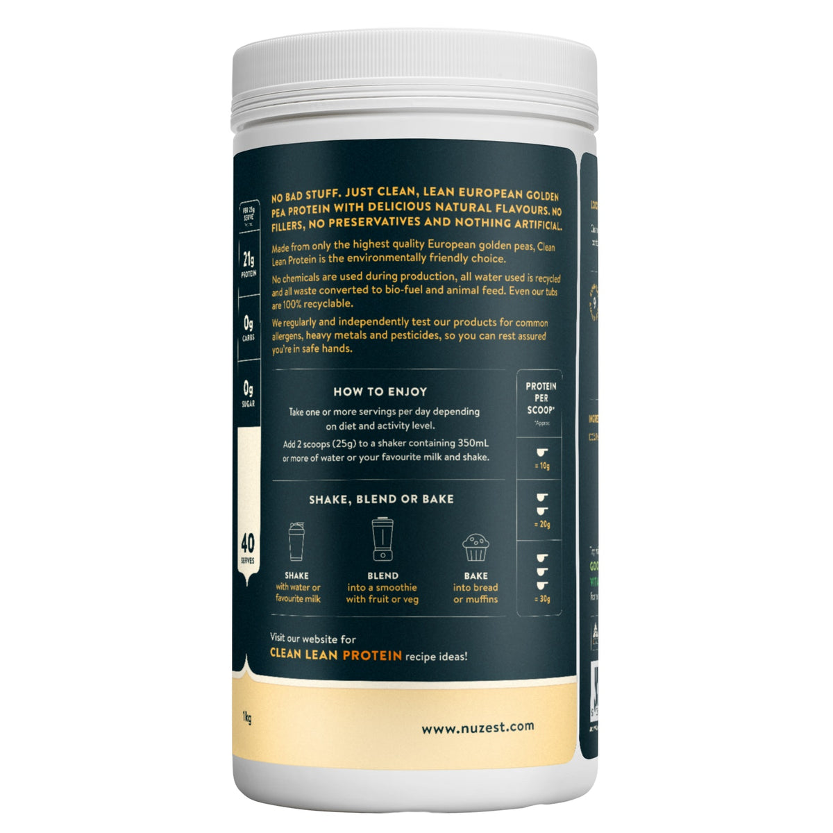 Clean Lean Protein Just Natural Pea 1kg-Nuzest-Matakana Pharmacy