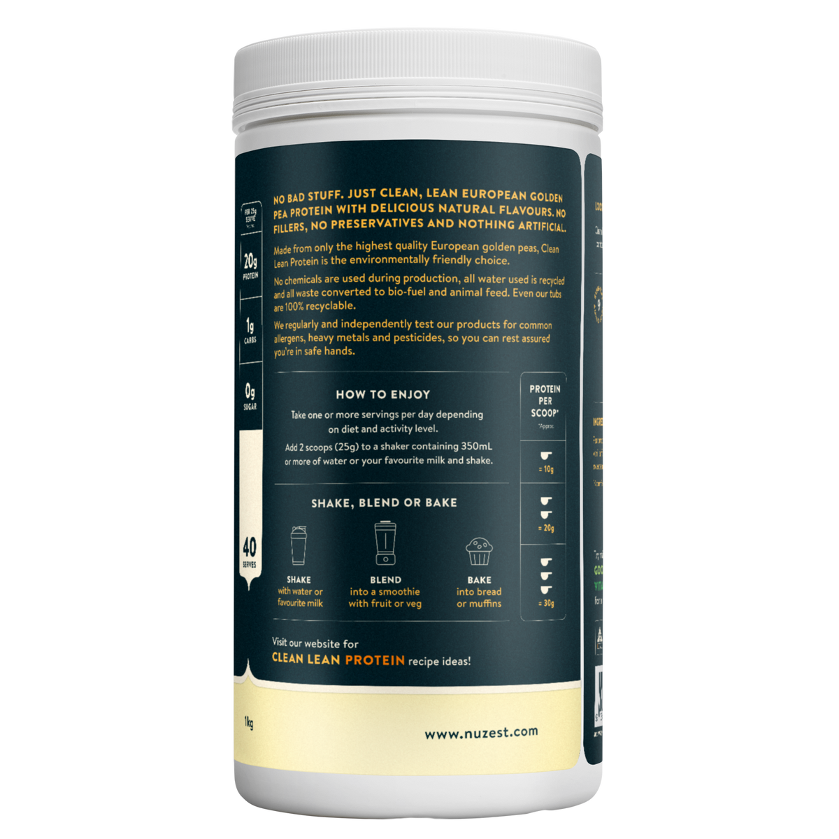 Clean Lean Protein Smooth Vanilla 1kg-Nuzest-Matakana Pharmacy