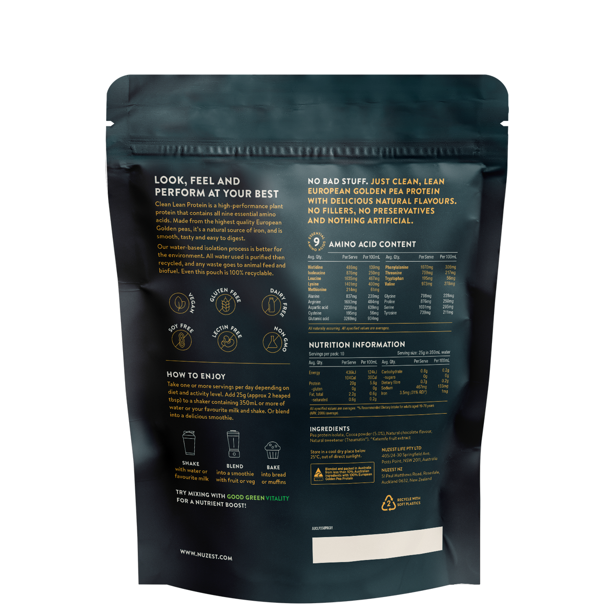 Clean Lean Protein Rich Chocolate 250g-Nuzest-Matakana Pharmacy