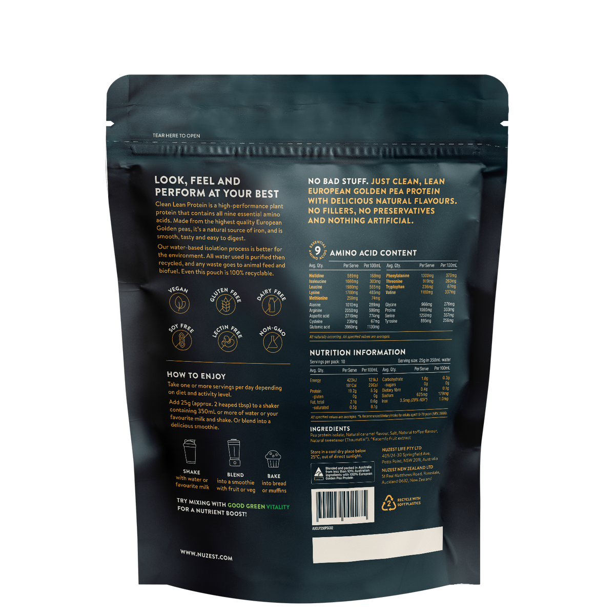 Clean Lean Protein Salted Caramel 250g-Nuzest-Matakana Pharmacy