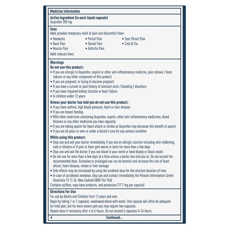 Advil Liquid Capsules 90-Haleon-Matakana Pharmacy
