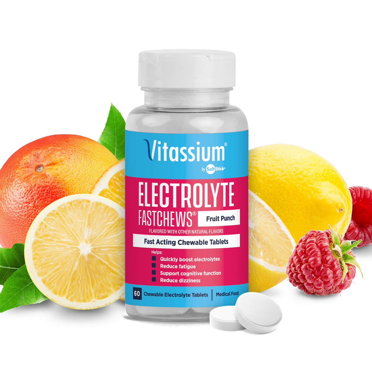 Saltstick Vitassium FastChews Fruit Punch Bottle 60 Chews