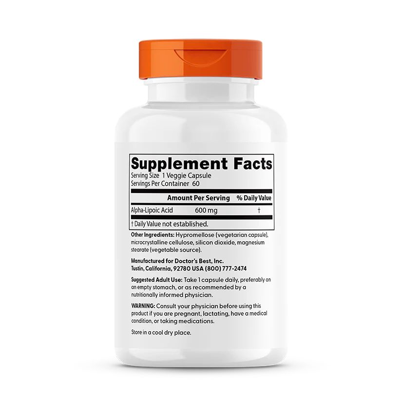 Alpha Lipoic Acid 600mg 60 Capsules-Doctor's Best-Matakana Pharmacy