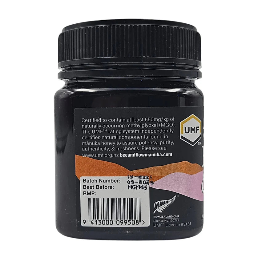 Manuka Honey MGO 550 Glass 120g-BEE&FLOW-Matakana Pharmacy