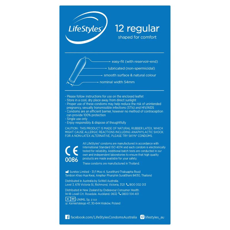 Ansell Lifestyle Regular Condoms 12pk-Matakana Pharmacy
