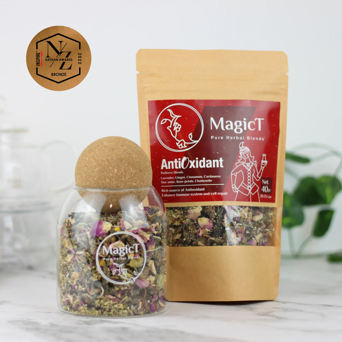 MagicT AntiOxidant Tea - Blend 40g Pouch and 50g Glass Jar-Magic T-Matakana Pharmacy