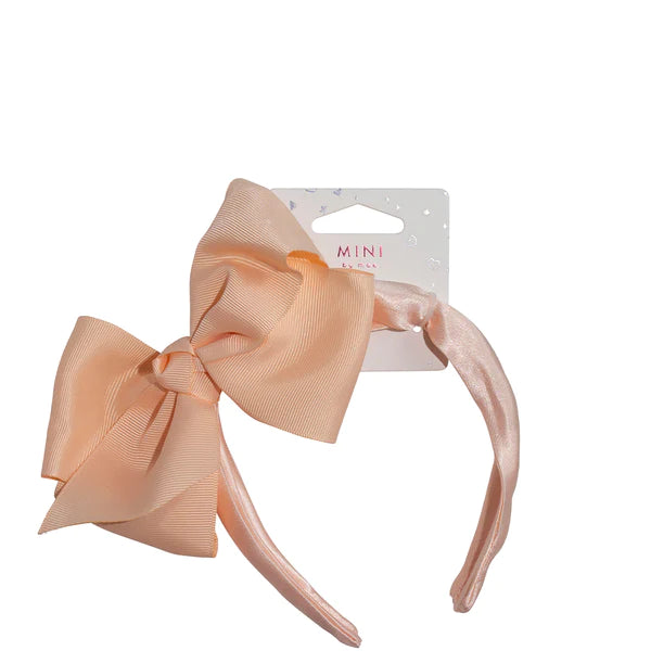 Image of mae headband with large bow apricot