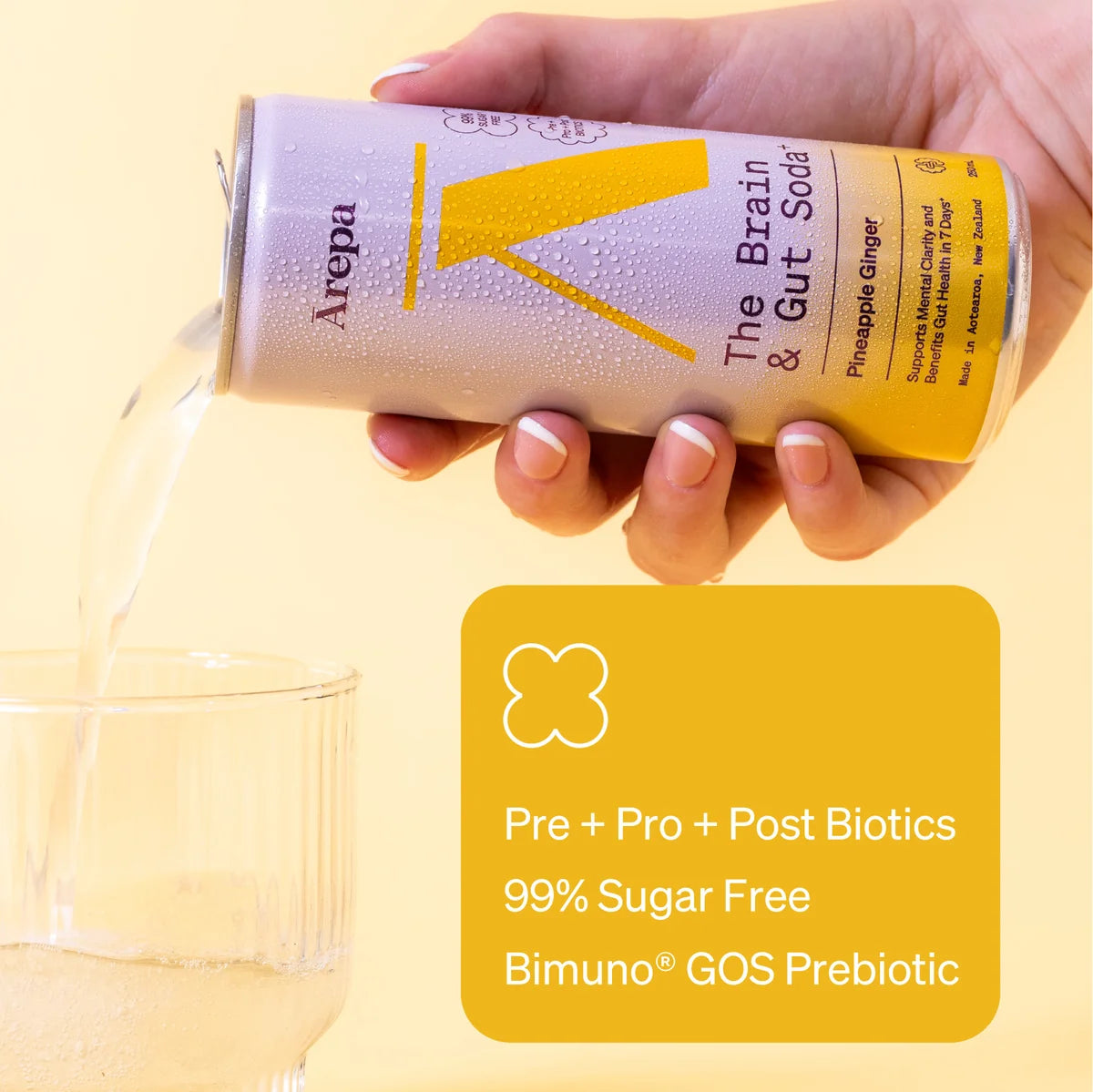 Arepa The Brain & Gut Soda Pineapple Ginger 250ml-Arepa-Matakana Pharmacy